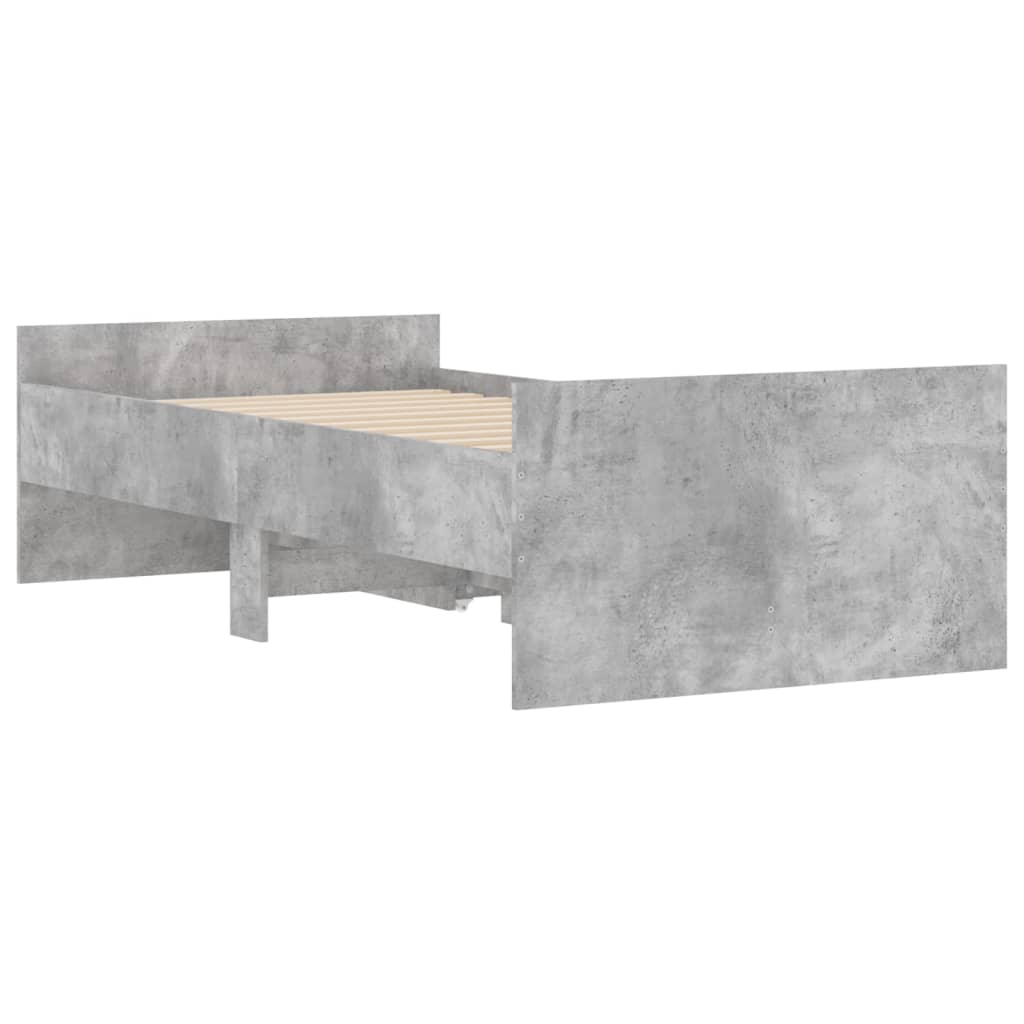 Okvir kreveta s ladicama siva boja betona 90x200 cm