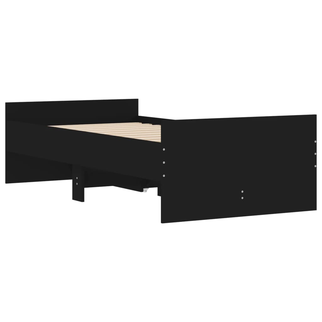 Okvir kreveta s ladicama crni 90 x 190 cm