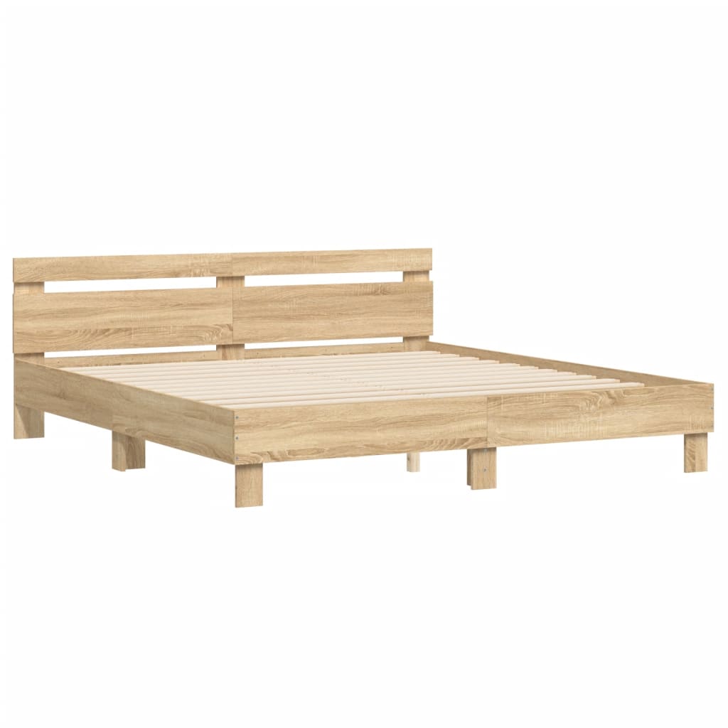 Okvir za krevet s uzglavljem boja hrasta 160x200 cm drveni