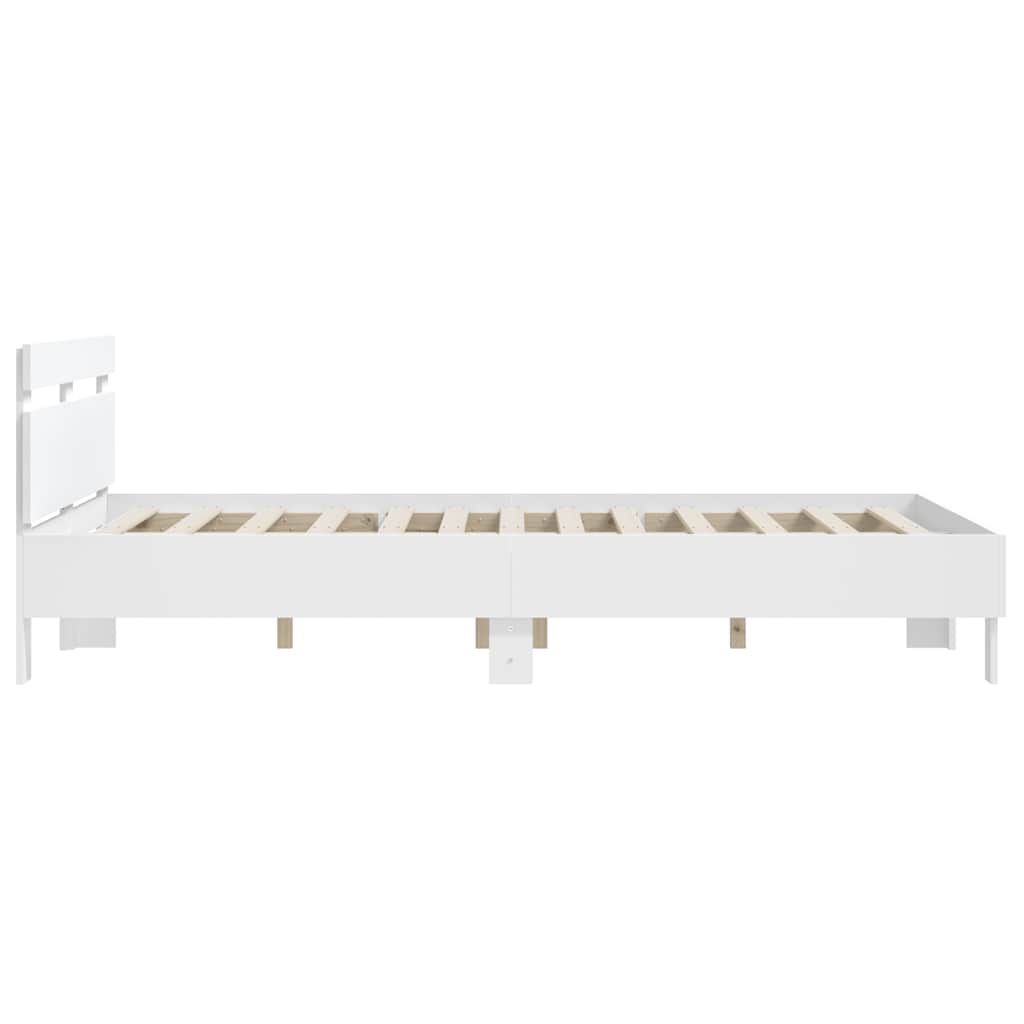 Okvir za krevet s uzglavljem bijeli 150x200cm konstruirano drvo