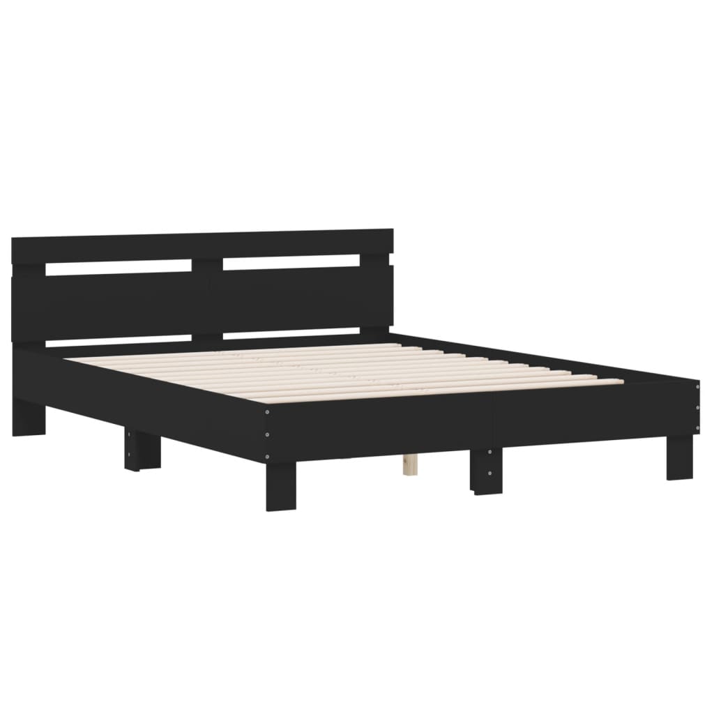 Okvir za krevet s uzglavljem crni 150x200 cm konstruirano drvo