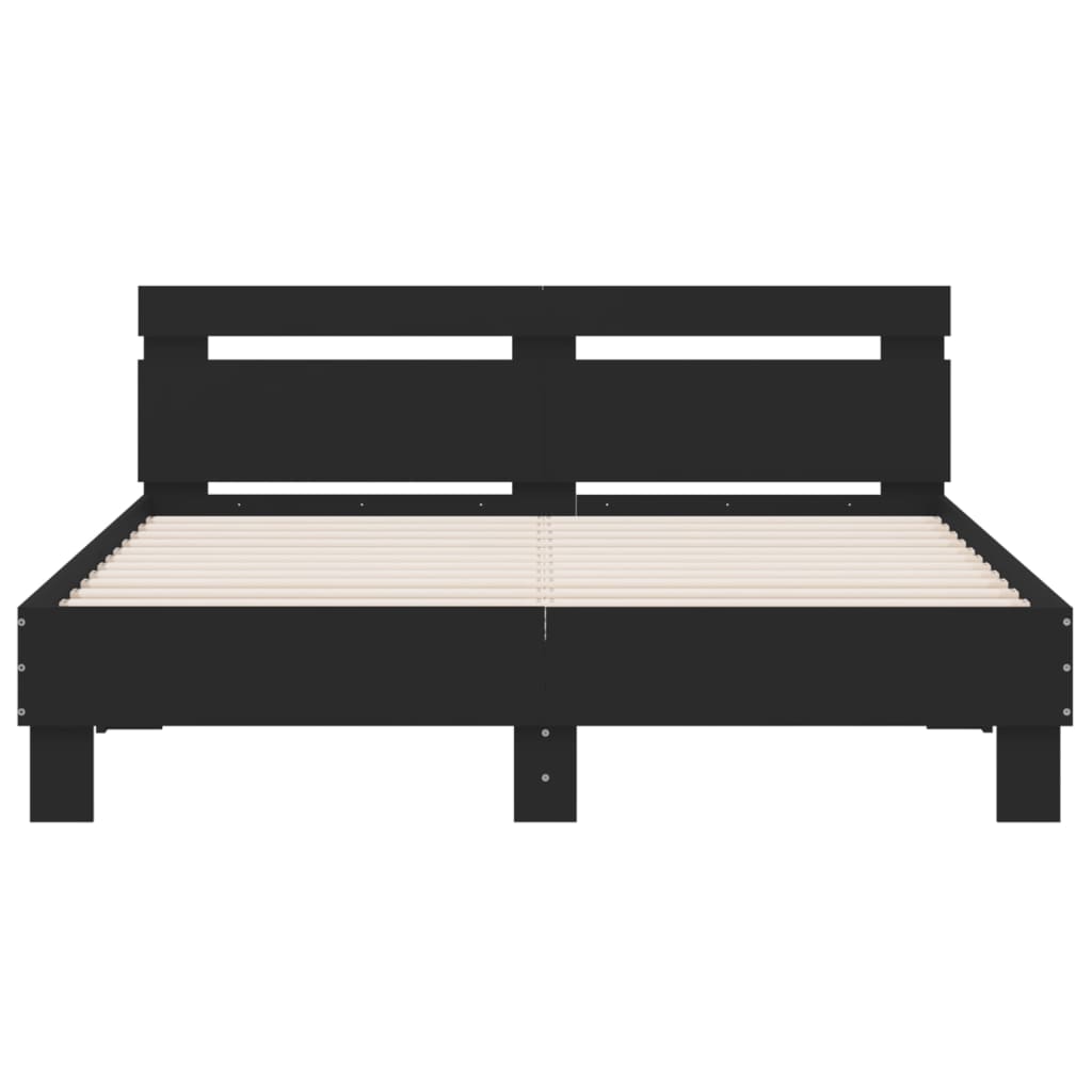 Okvir za krevet s uzglavljem crni 150x200 cm konstruirano drvo