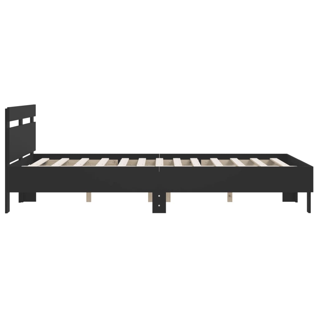 Okvir za krevet s uzglavljem crni 140x200 cm konstruirano drvo