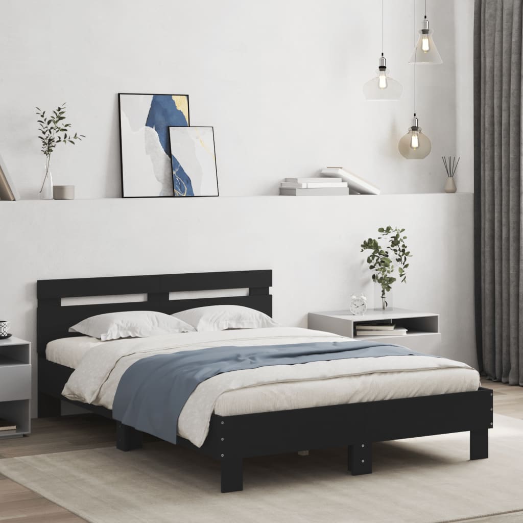Okvir za krevet s uzglavljem crna 120x200 cm konstruiranog drva