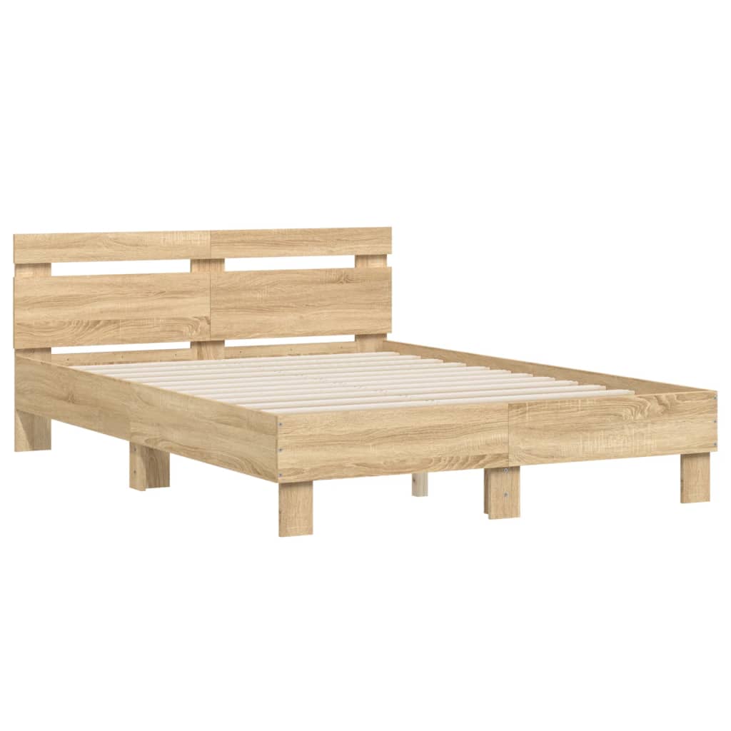 Okvir za krevet s uzglavljem boja hrasta 120x200 cm drveni