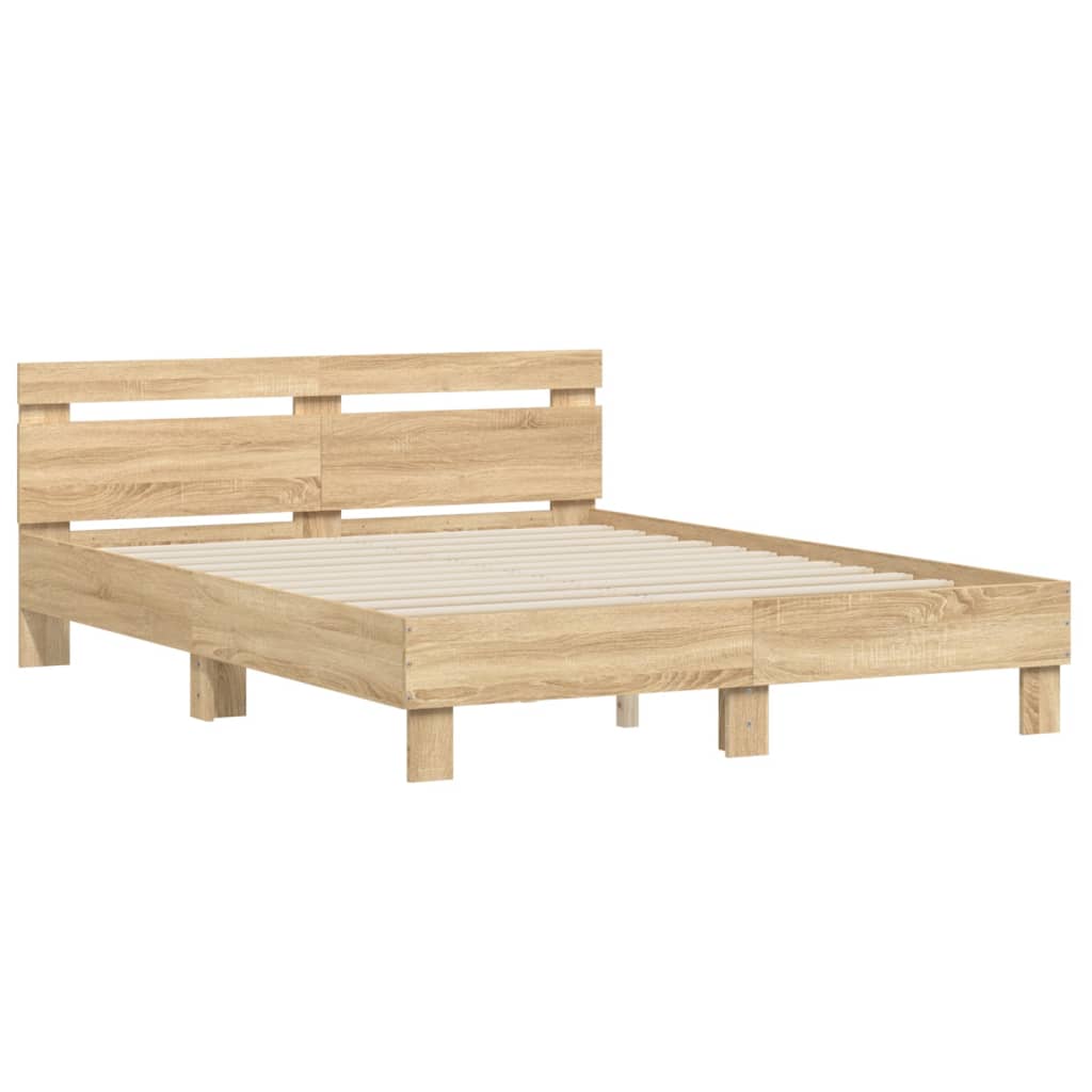 Okvir za krevet s uzglavljem boja hrasta 140x190 cm drveni