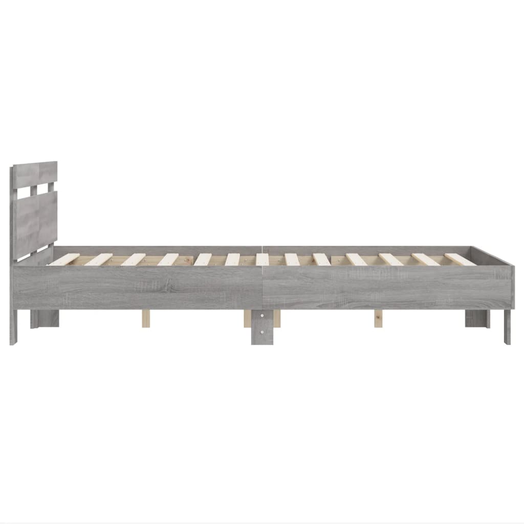Okvir za krevet s uzglavljem boja sivog hrasta 135x190 cm
