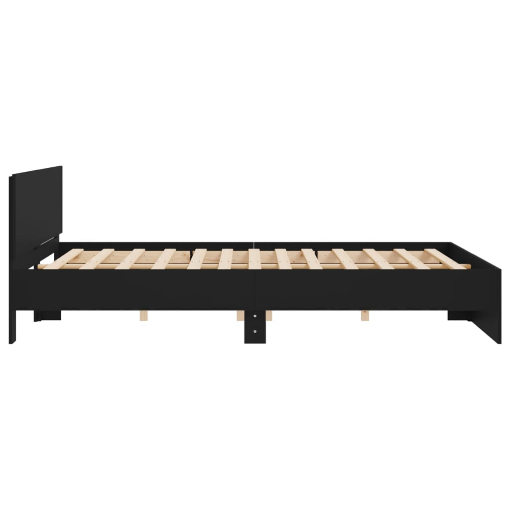 Okvir kreveta s uzglavljem crni 200 x 200 cm