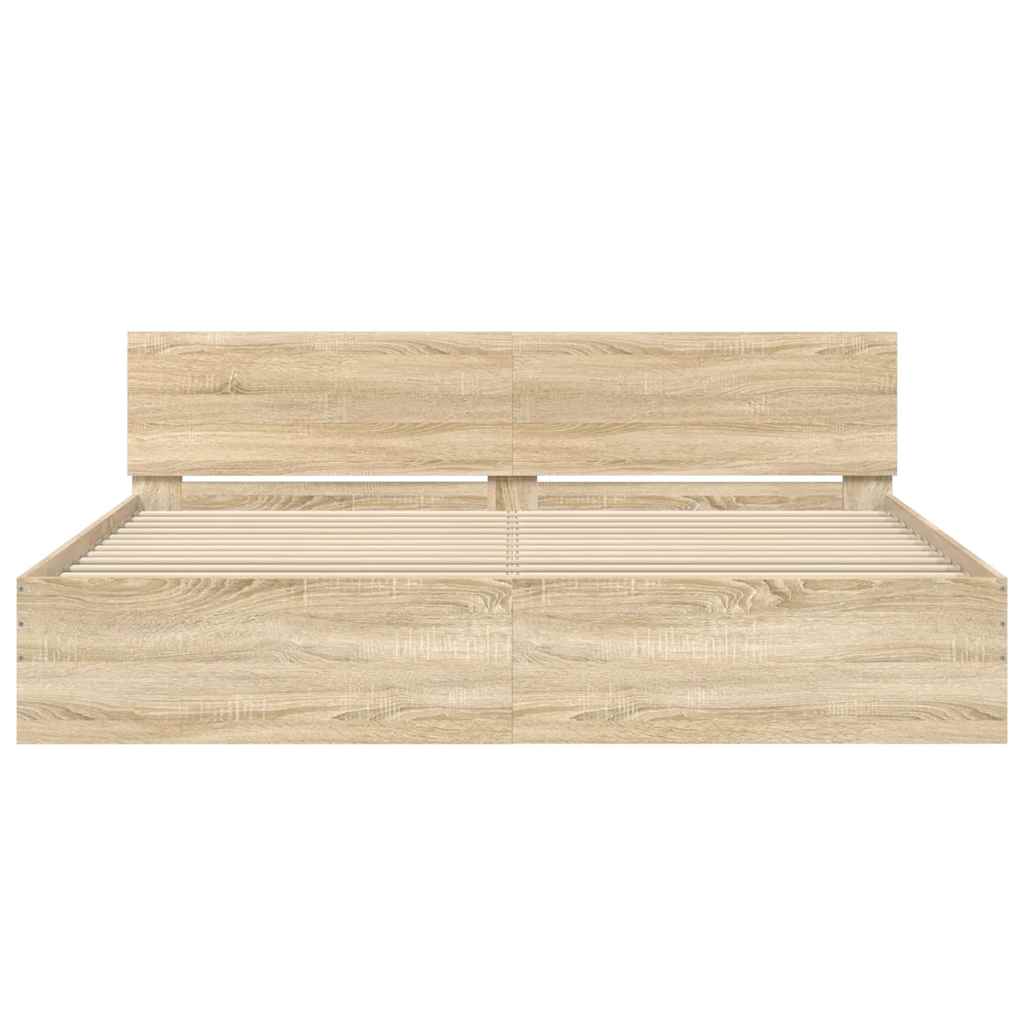 Okvir kreveta s uzglavljem boja hrasta sonome 200 x 200 cm