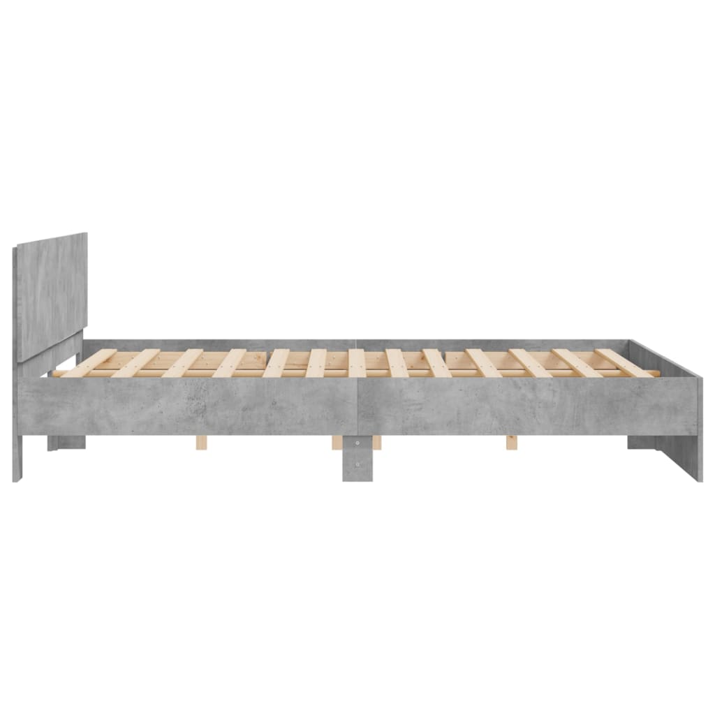 Okvir kreveta s uzglavljem boja betona 200 x 200 cm
