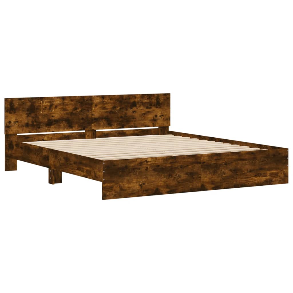 Okvir kreveta s uzglavljem boja dimljenog hrasta 180x200 cm