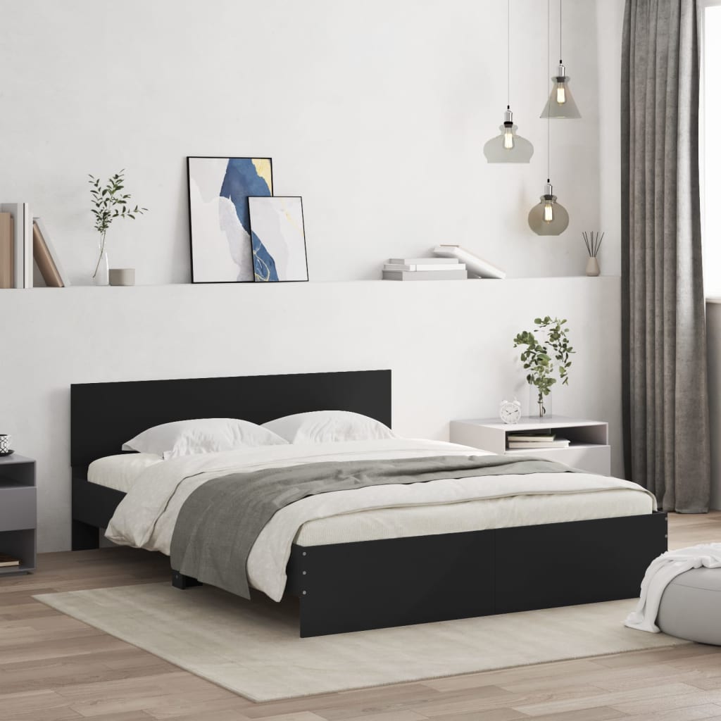 Okvir za krevet s uzglavljem crni 150x200 cm