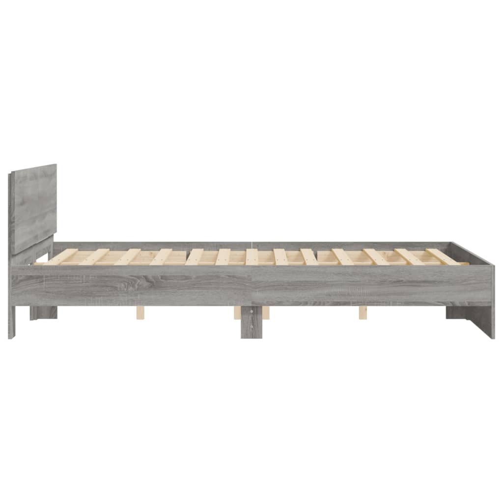 Okvir kreveta s uzglavljem siva boja hrasta 140 x 200 cm