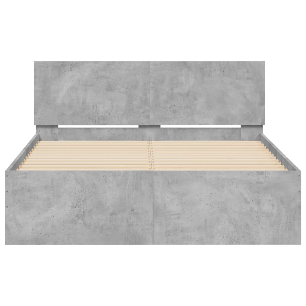 Okvir za krevet s uzglavljem siva boja betona 120x200 cm
