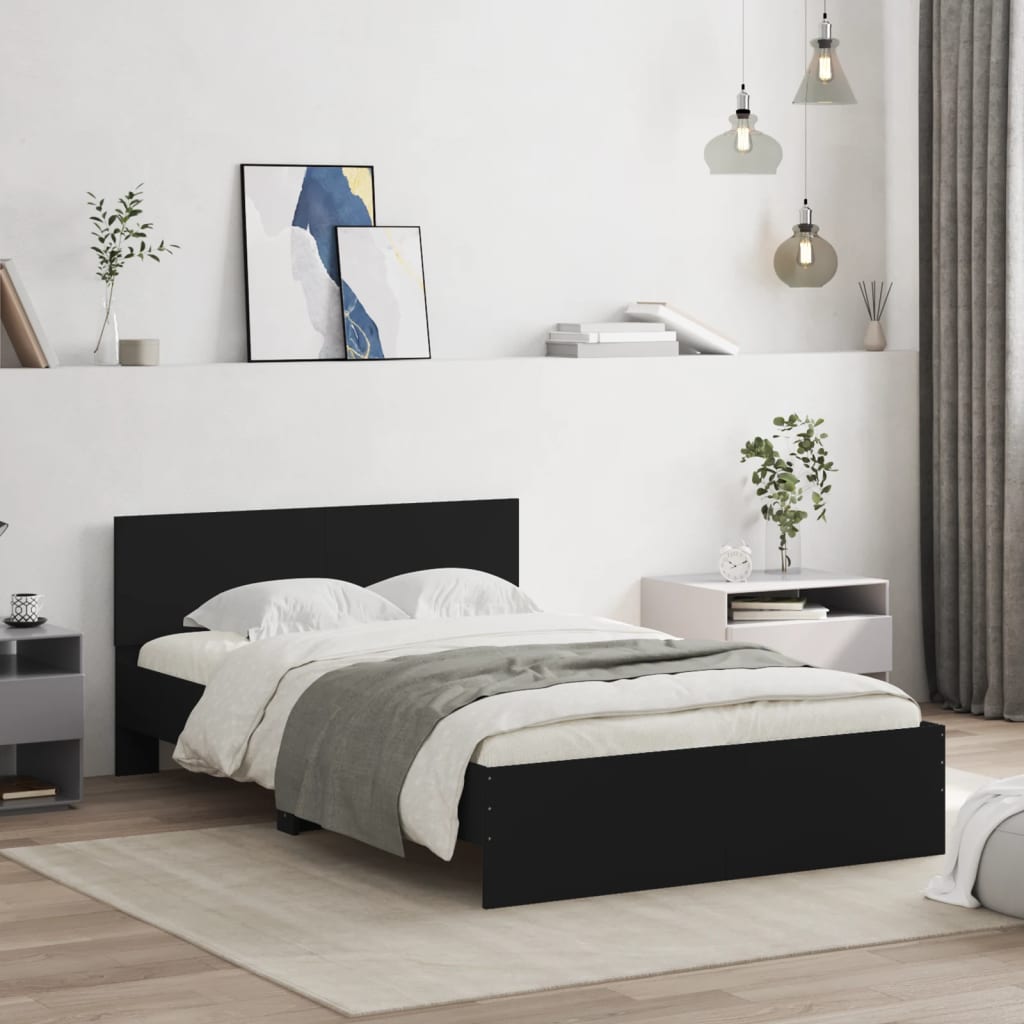 Okvir za krevet s uzglavljem crni 135x190 cm