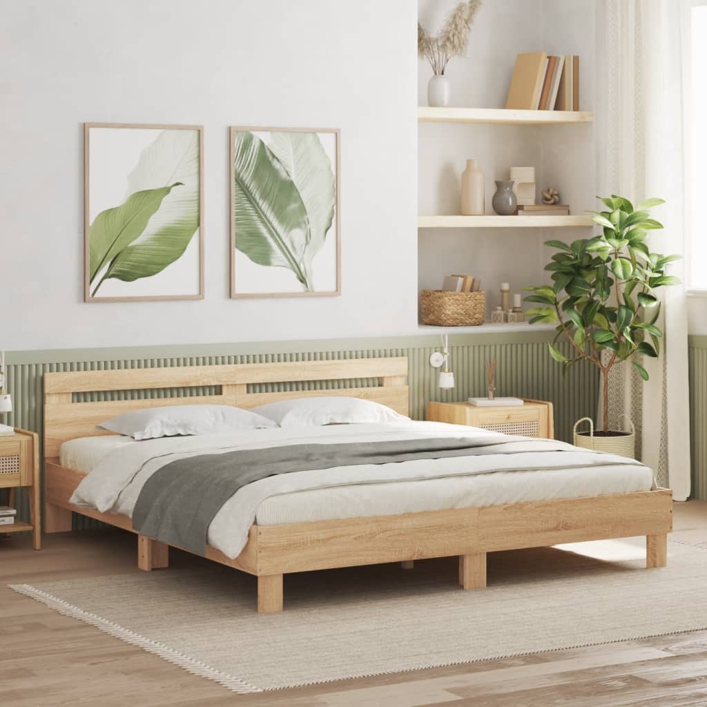 Okvir za krevet s uzglavljem i LED boja hrasta sonome 180x200cm
