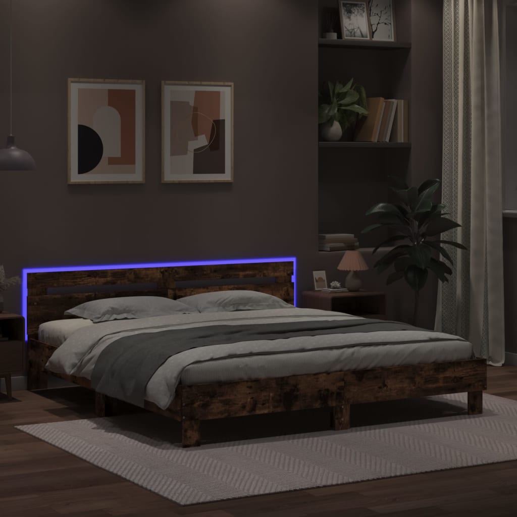 Okvir za krevet s uzglavljem i LED boja hrasta 180x200 cm