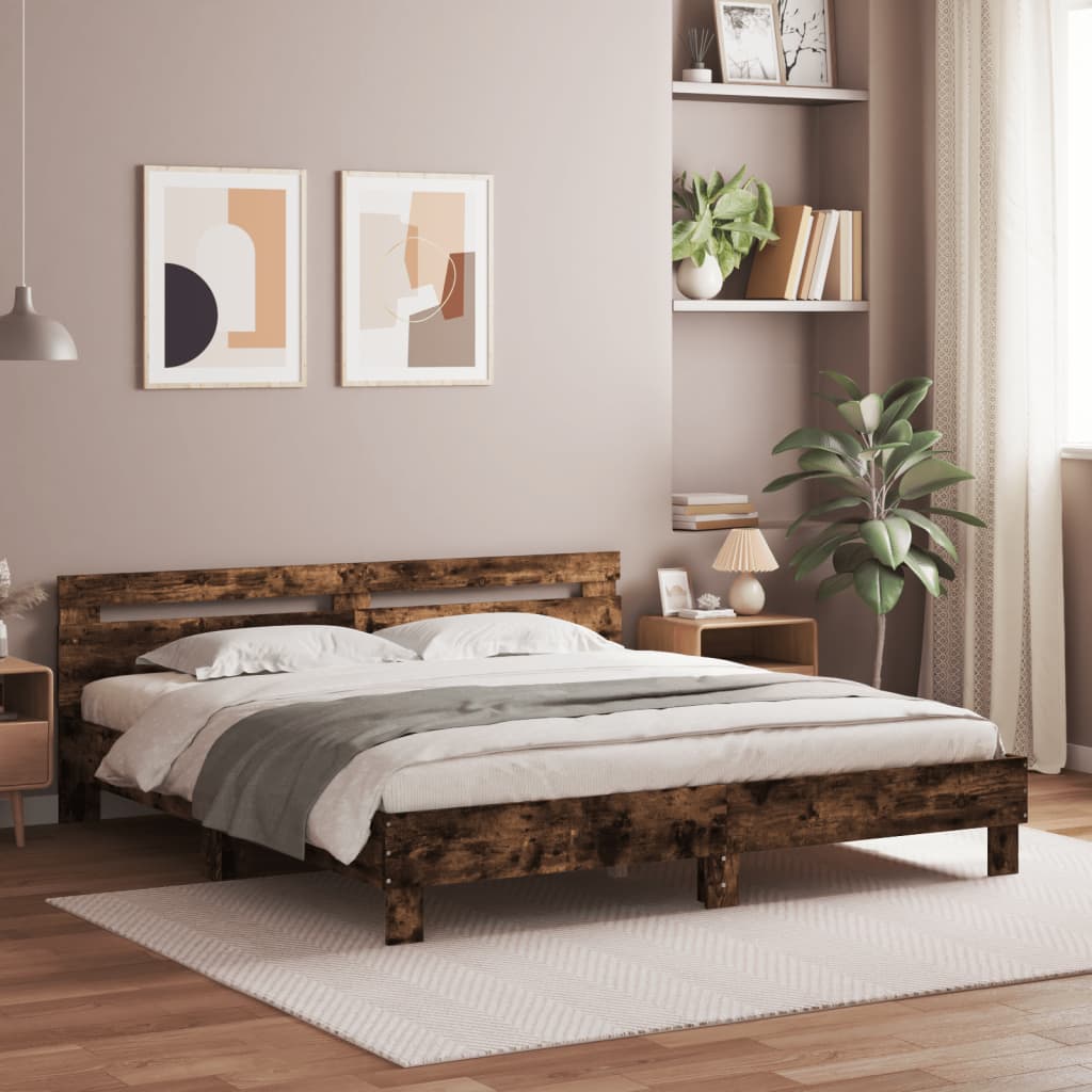 Okvir za krevet s uzglavljem i LED boja hrasta 180x200 cm