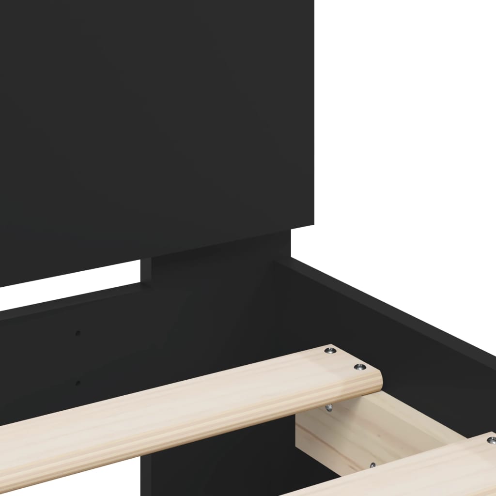 Okvir kreveta s uzglavljem i LED crni 160 x 200 cm