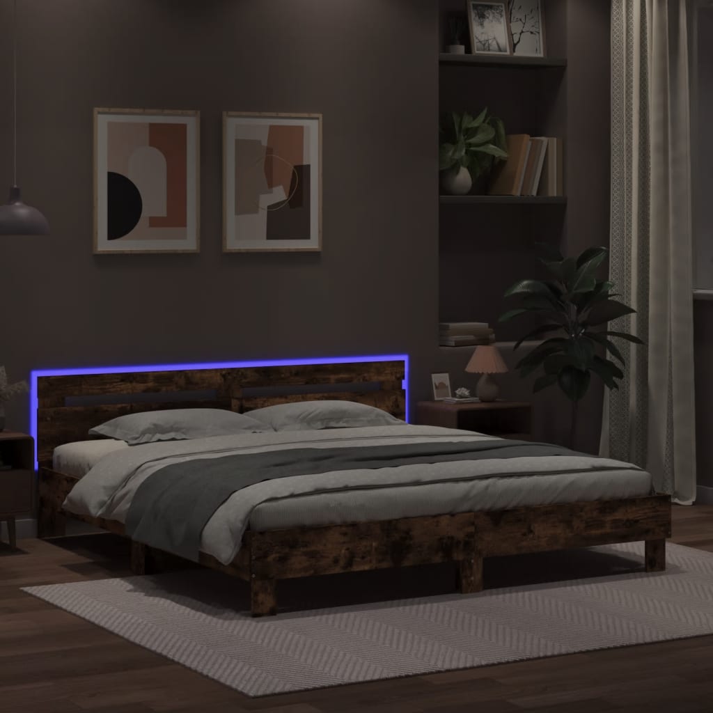 Okvir za krevet s uzglavljem i LED boja hrasta 160x200 cm