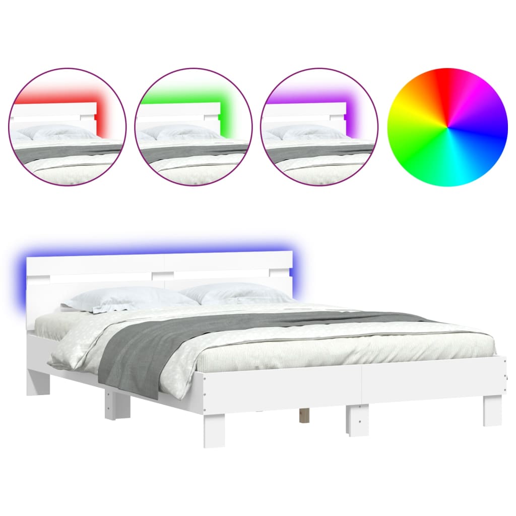 Okvir za krevet s uzglavljem i LED bijeli 150x200 cm