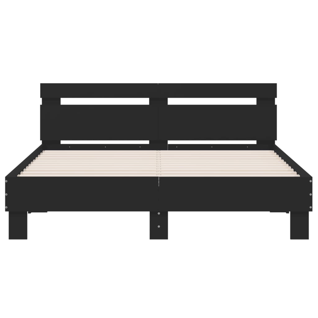 Okvir za krevet s uzglavljem i LED crni 150x200 cm