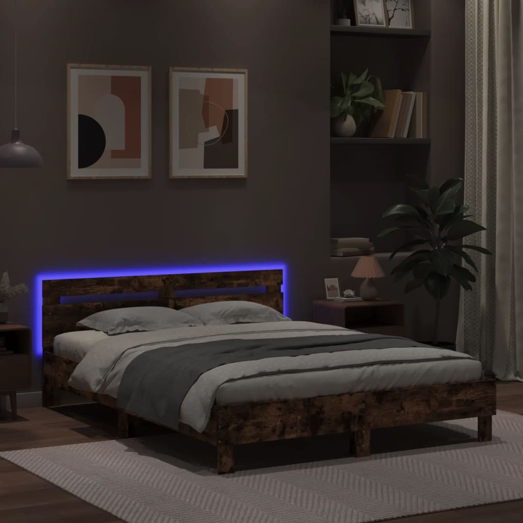 Okvir za krevet s uzglavljem i LED boja hrasta 150x200 cm