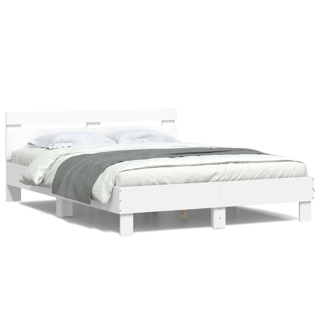 Okvir za krevet s uzglavljem i LED bijeli 140 x 200 cm