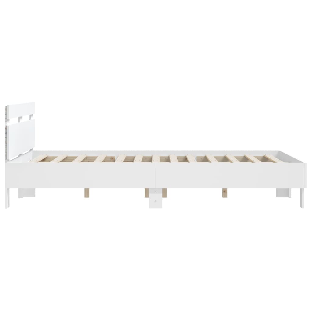 Okvir za krevet s uzglavljem i LED bijeli 140 x 200 cm