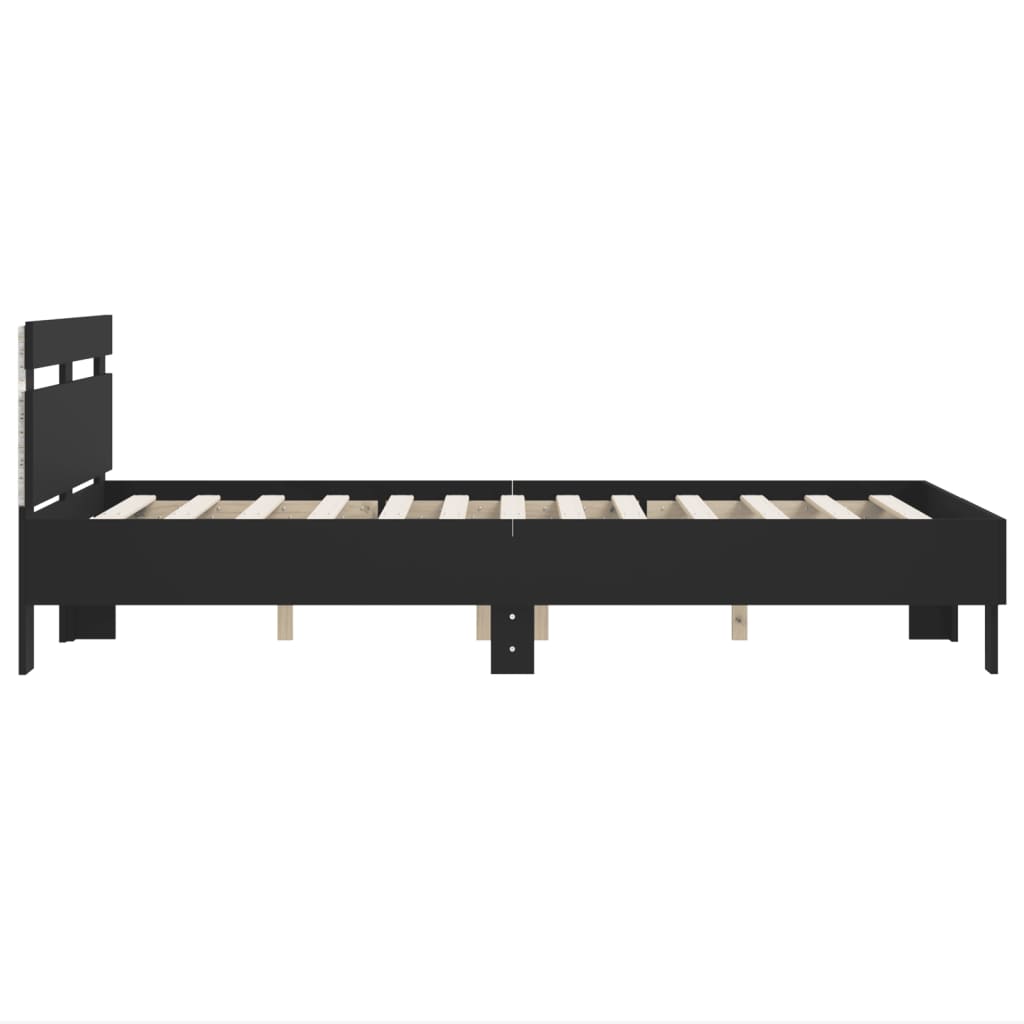Okvir kreveta s uzglavljem i LED crni 120 x 200 cm