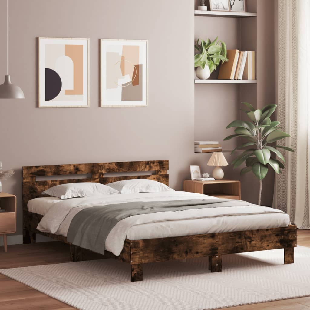 Okvir za krevet s uzglavljem i LED boja hrasta 140x190 cm