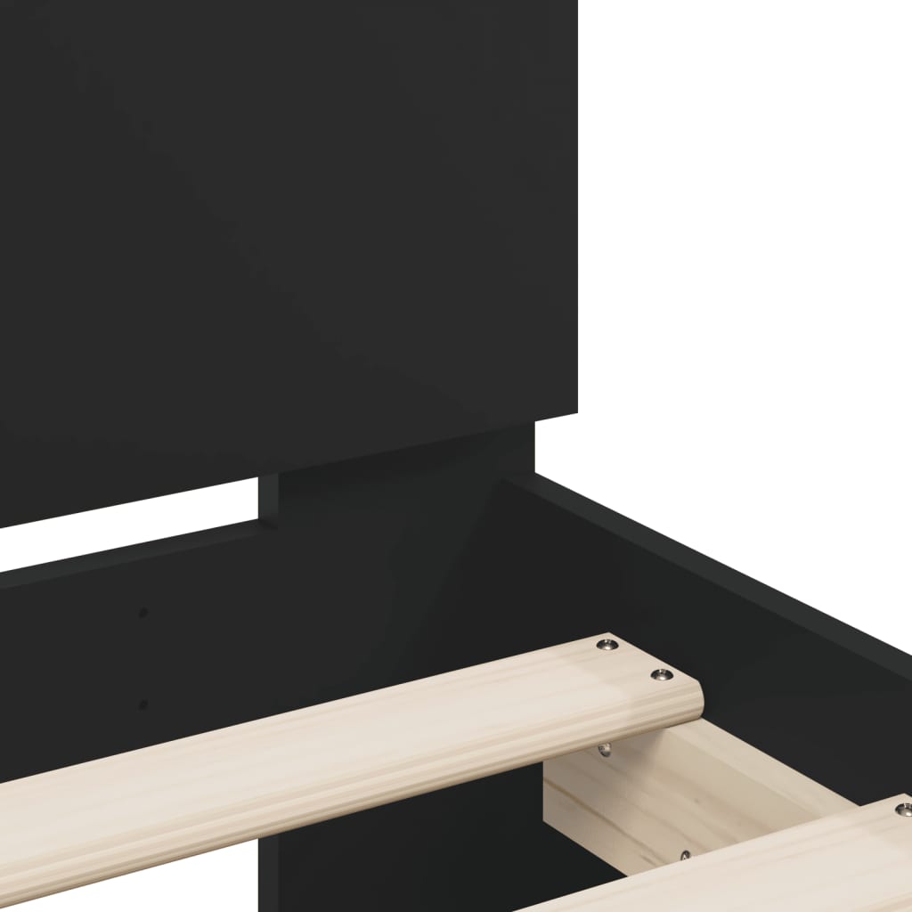Okvir za krevet s uzglavljem i LED crni 135x190 cm