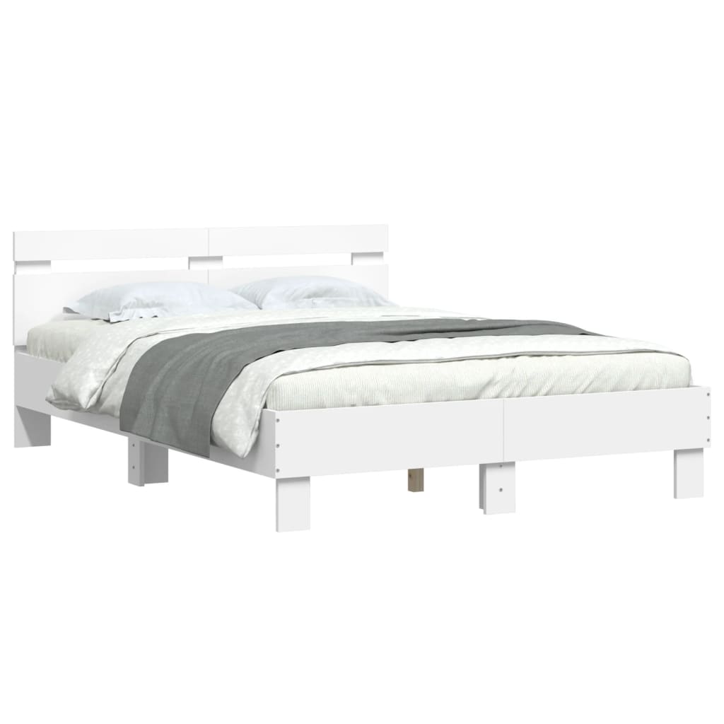 Okvir za krevet s uzglavljem i LED svjetlima bijeli 120x190 cm