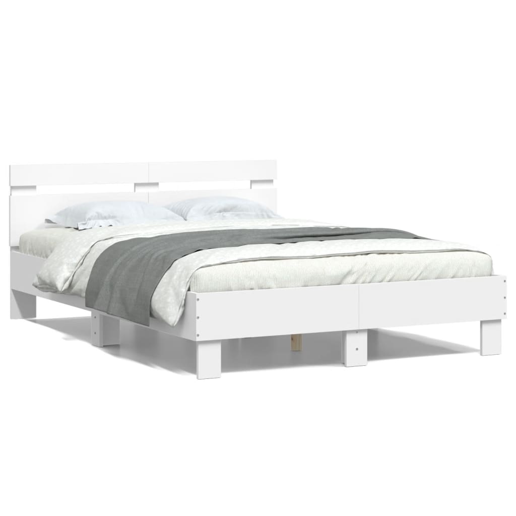 Okvir za krevet s uzglavljem i LED svjetlima bijeli 120x190 cm