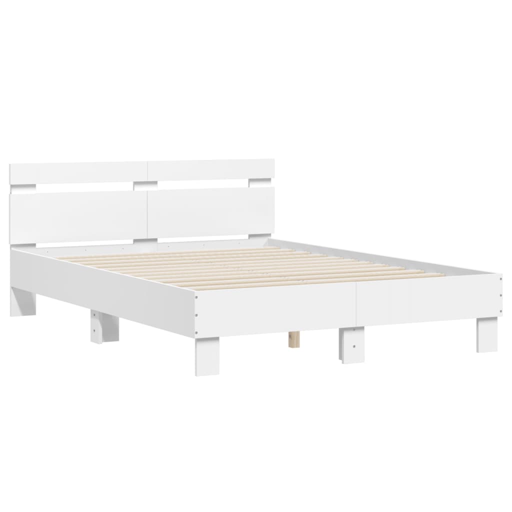 Okvir za krevet s uzglavljem i LED svjetlima bijeli 120x190 cm