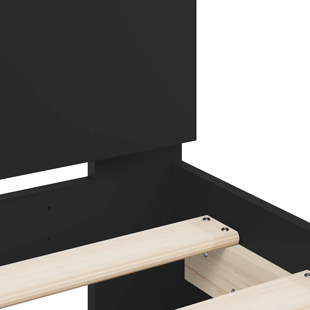 Okvir za krevet s uzglavljem i LED crni 120x190 cm