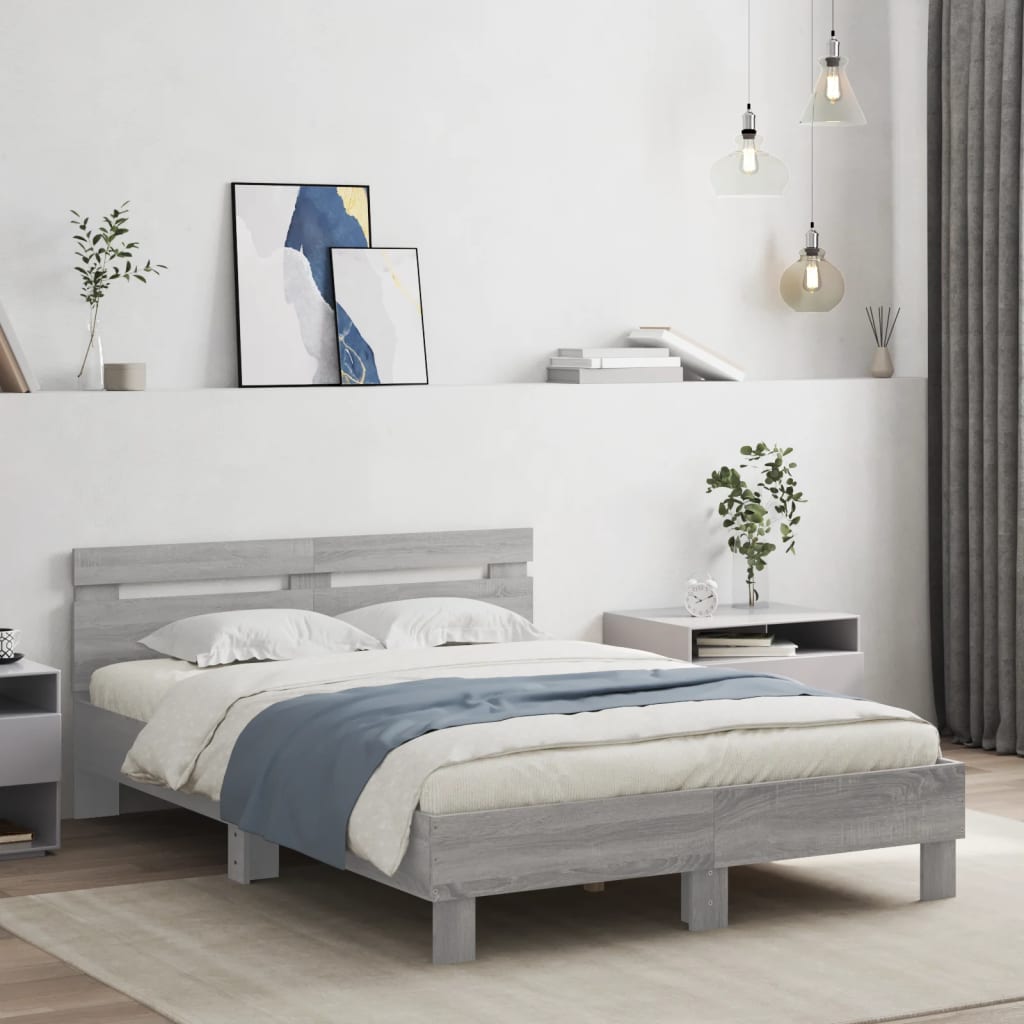 Okvir kreveta s uzglavljem i LED boja hrasta 120x190 cm