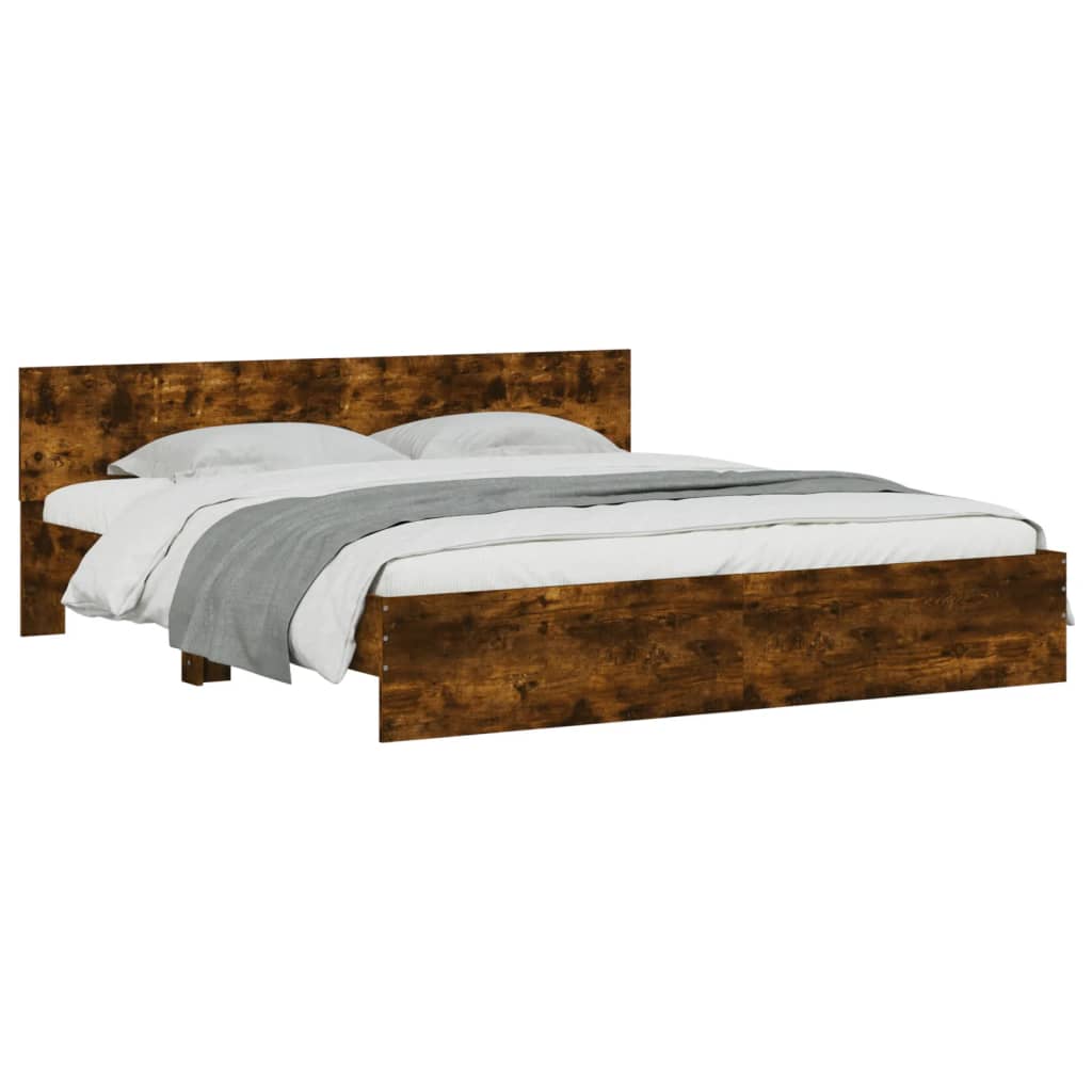 Okvir za krevet s uzglavljem i LED boja hrasta 200x200 cm