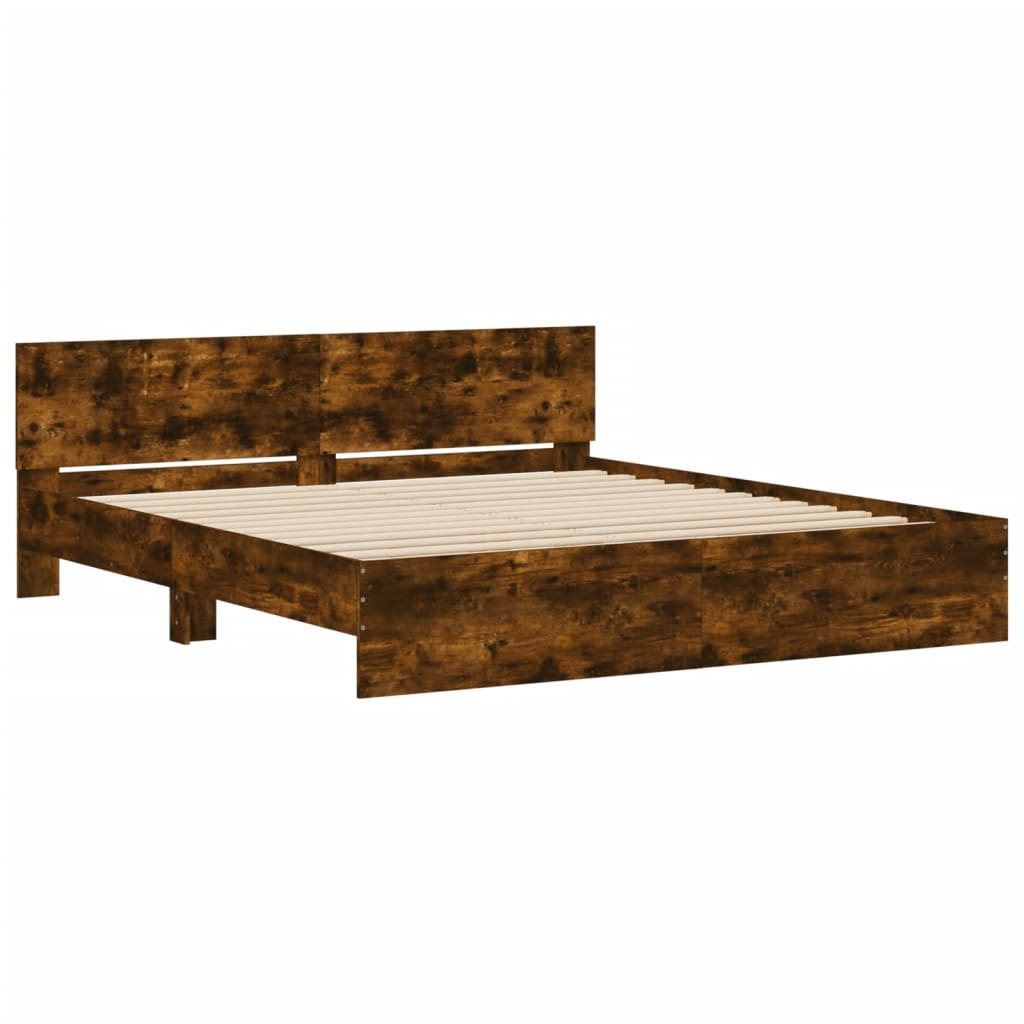 Okvir za krevet s uzglavljem i LED boja hrasta 200x200 cm