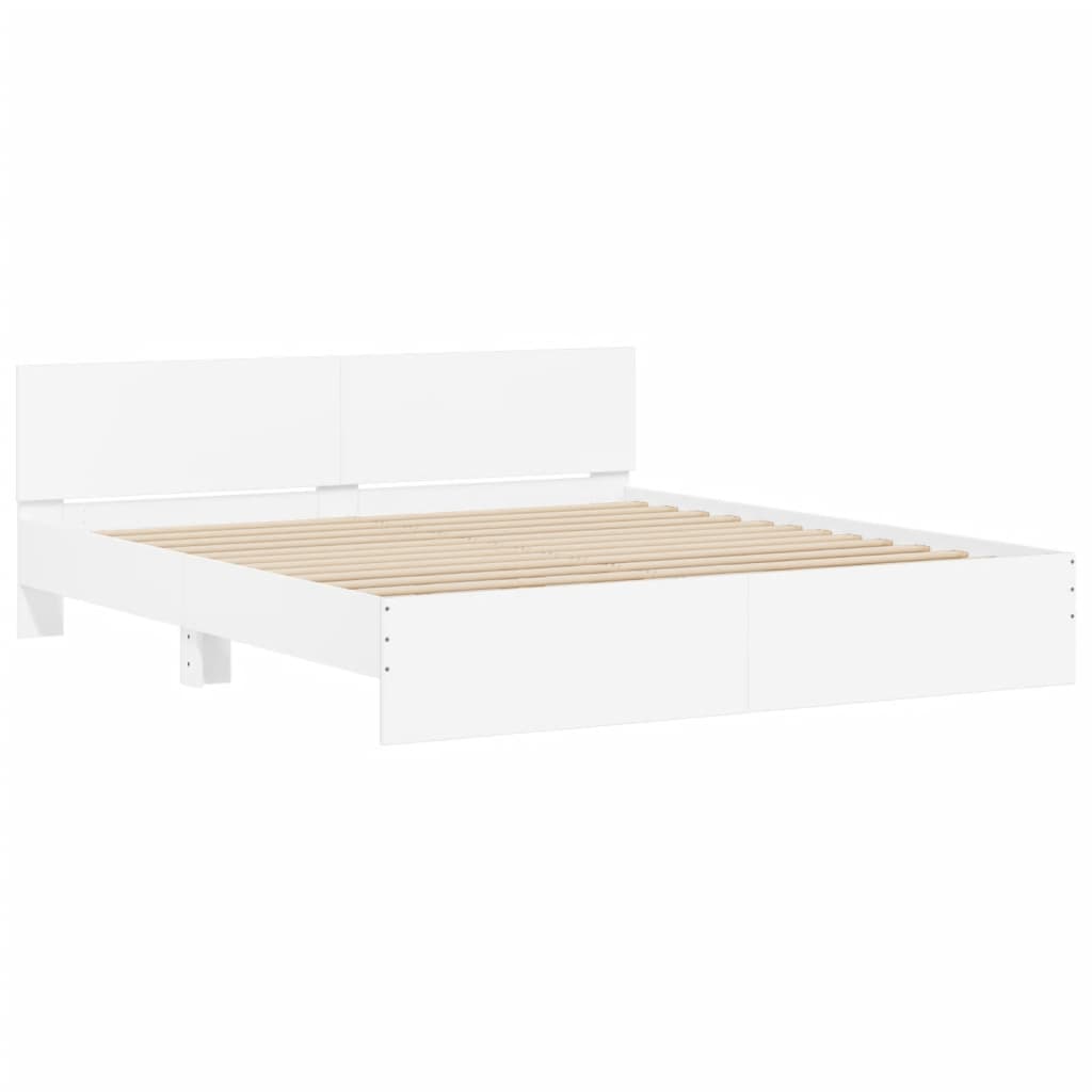 Okvir za krevet s uzglavljem i LED bijeli 180x200 cm