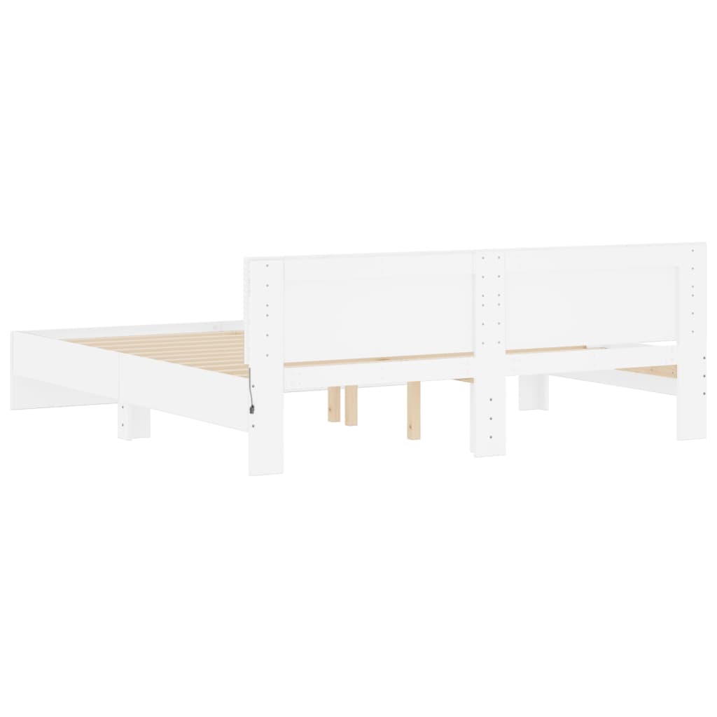 Okvir za krevet s uzglavljem i LED bijeli 180x200 cm