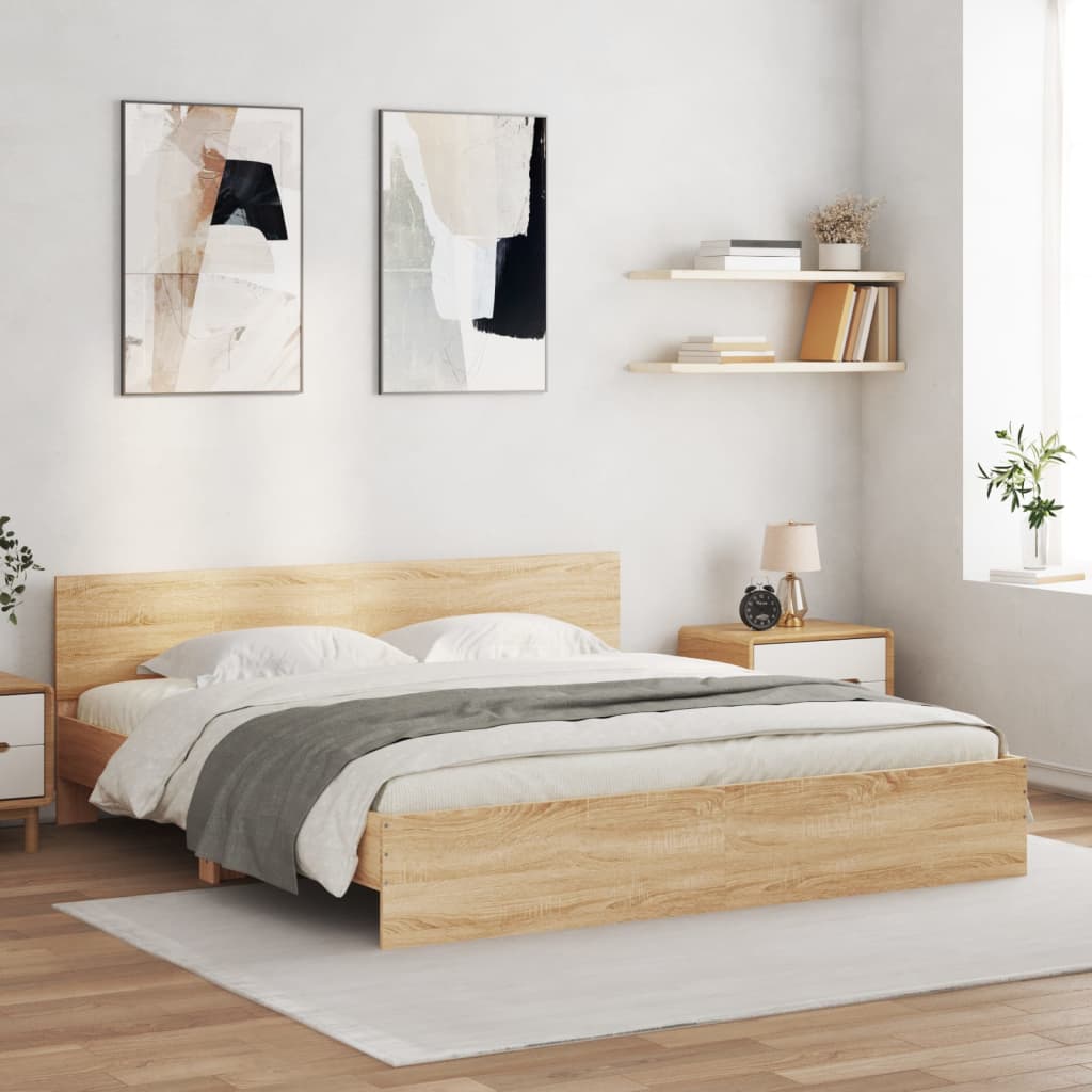 Okvir za krevet s uzglavljem i LED boja hrasta sonome 180x200cm