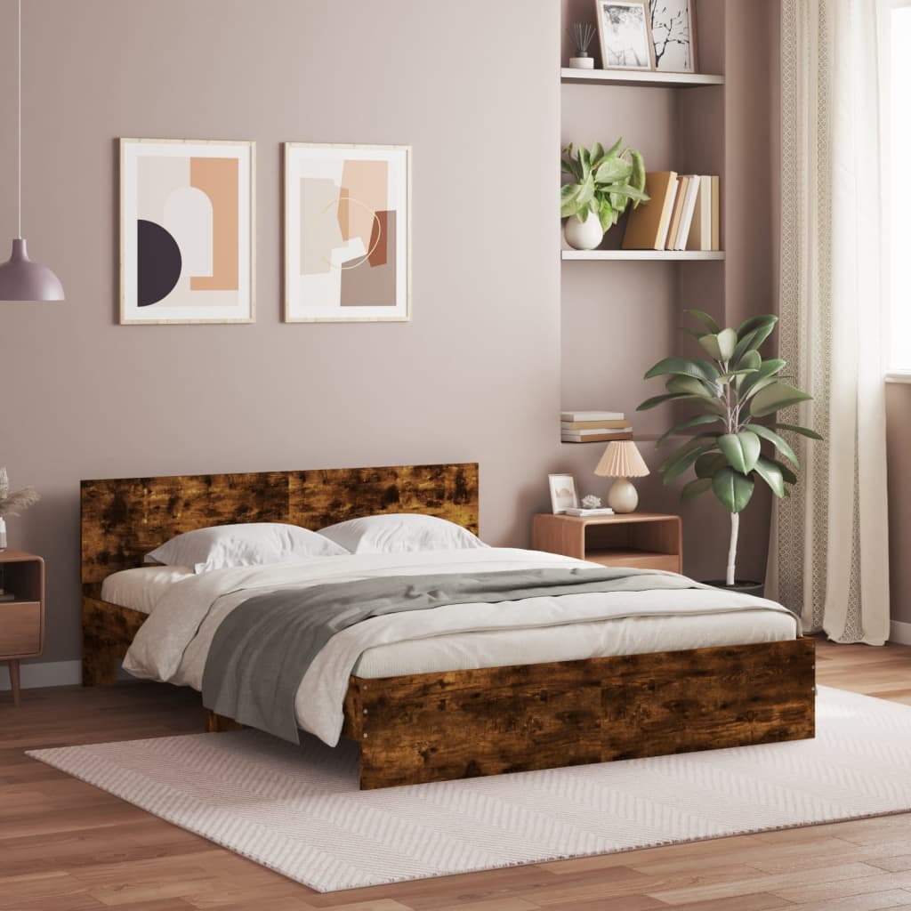 Okvir za krevet s uzglavljem i LED boja hrasta 160x200 cm