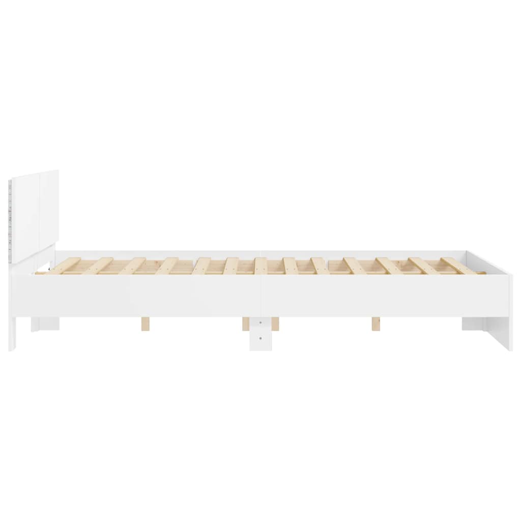 Okvir za krevet s uzglavljem i LED bijeli 150x200 cm