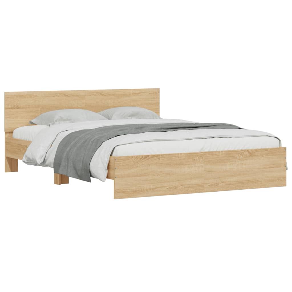 Okvir za krevet s uzglavljem i LED boja hrasta sonome 150x200cm