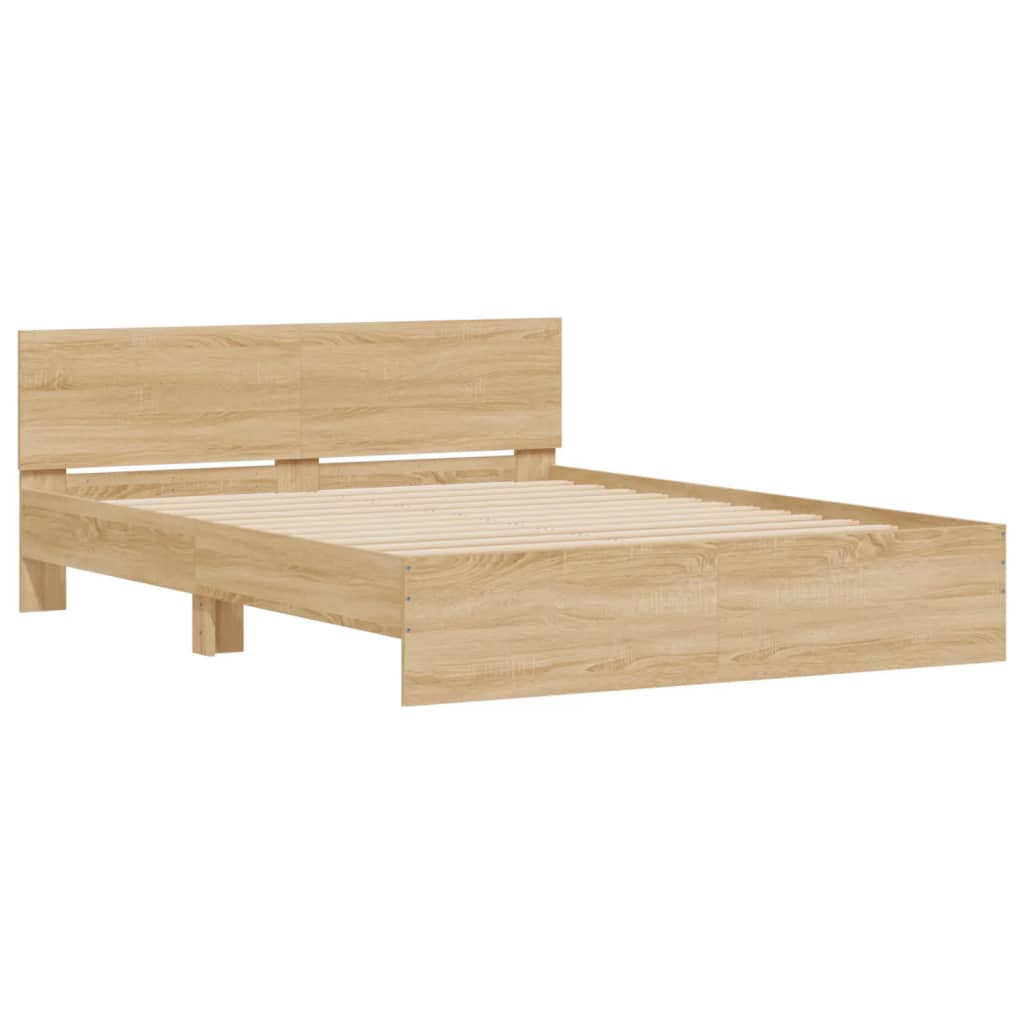 Okvir za krevet s uzglavljem i LED boja hrasta sonome 150x200cm