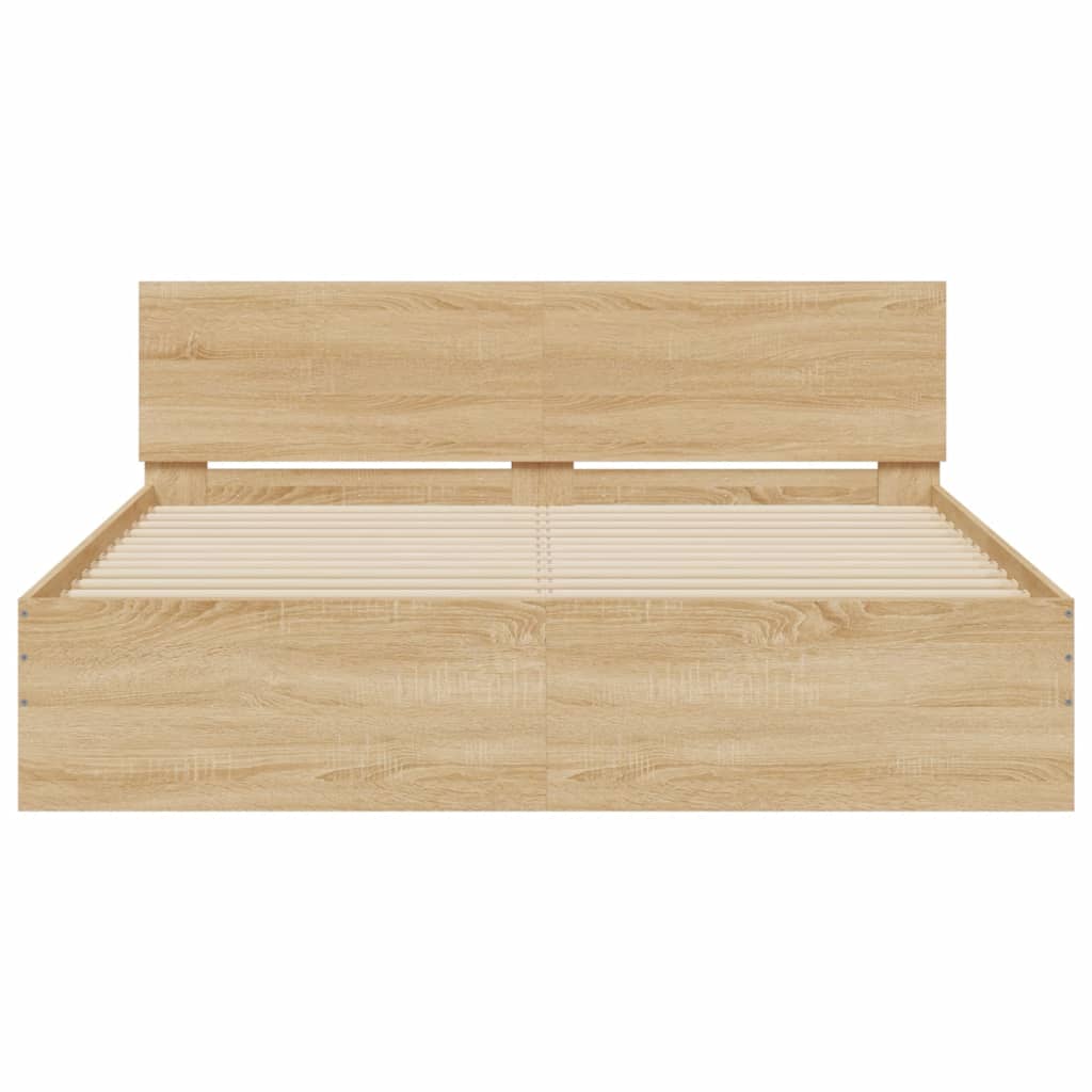 Okvir za krevet s uzglavljem i LED boja hrasta sonome 150x200cm