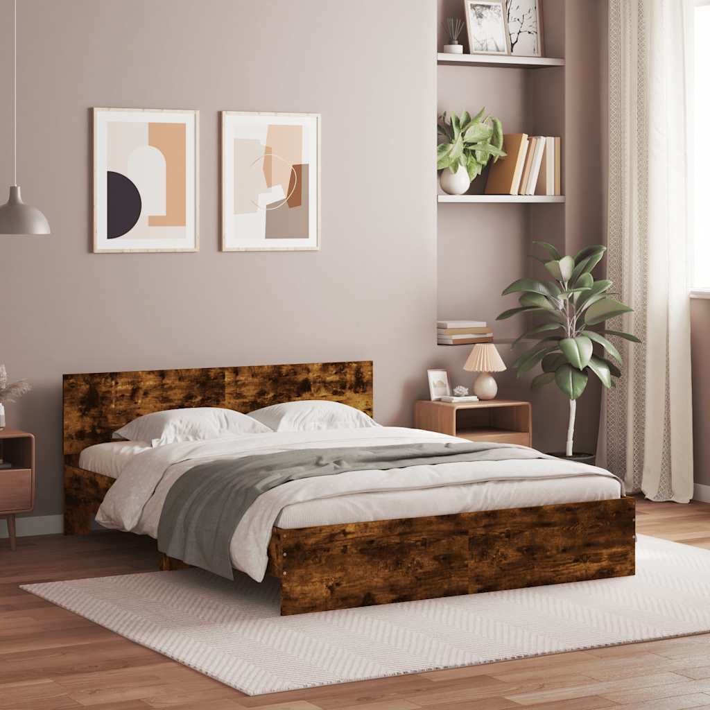 Okvir za krevet s uzglavljem i LED boja hrasta 150x200 cm