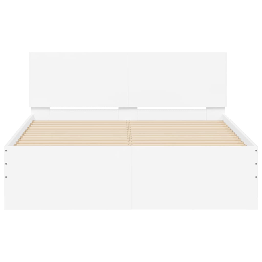 Okvir za krevet s uzglavljem i LED bijeli 140 x 200 cm