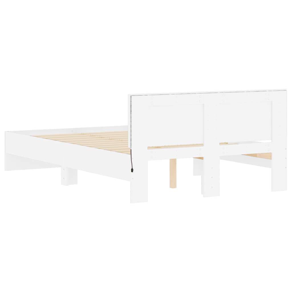 Okvir za krevet s uzglavljem i LED bijeli 140 x 200 cm